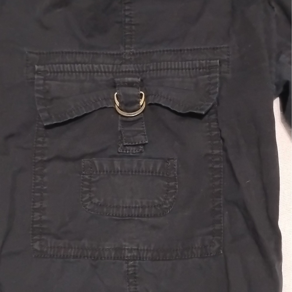 GUESS Black  Cargo Capri Pants Size 32 Y2K Utility D-Ring Ruched  Tie Cuff - Picture 3 of 7